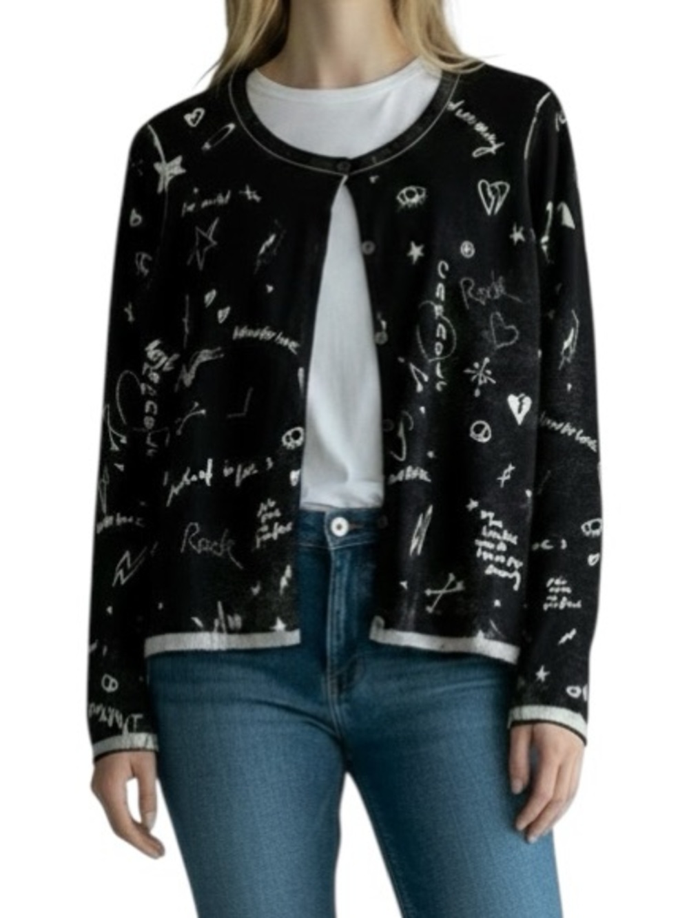 Oui messenger cardigan letter printed lightweight excellent condition